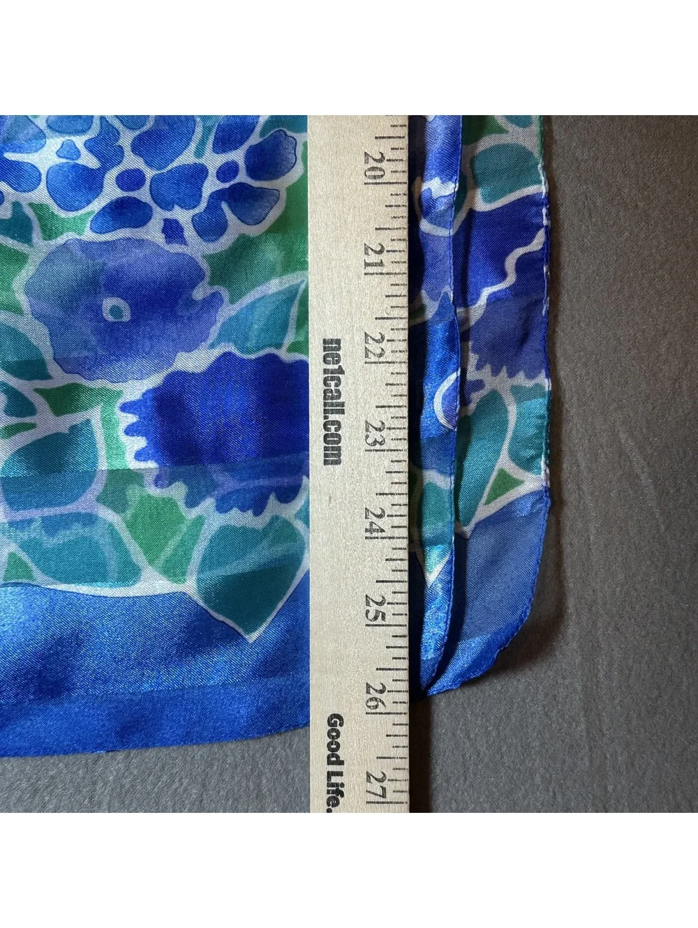 Vintage Blue and Green Floral Pattern Scarf